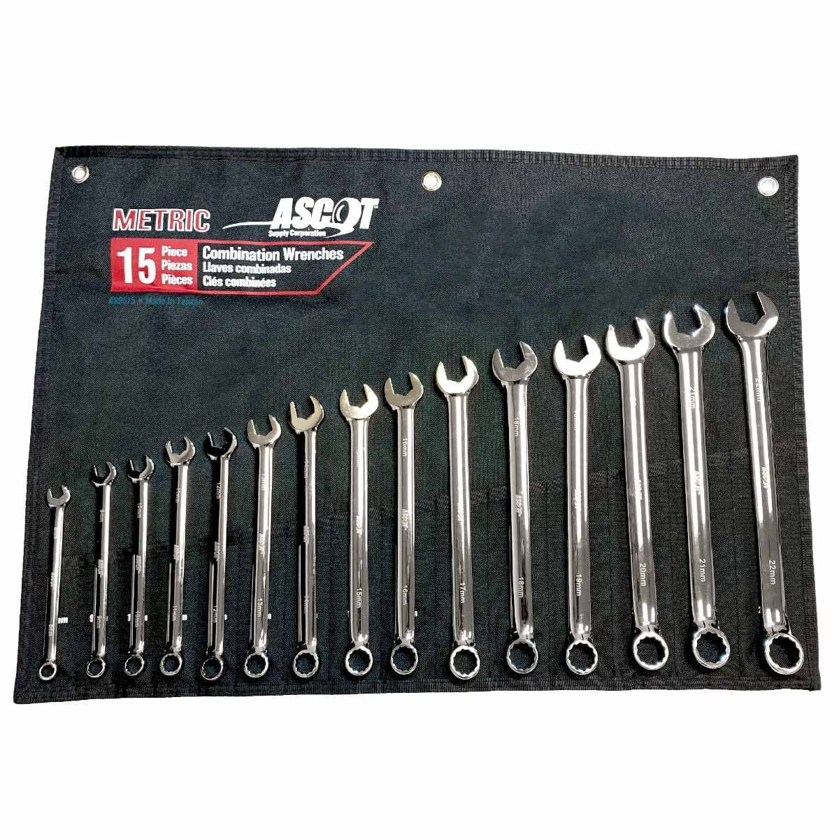 15 Pc. Metric Long Combination Open End Wrech Set