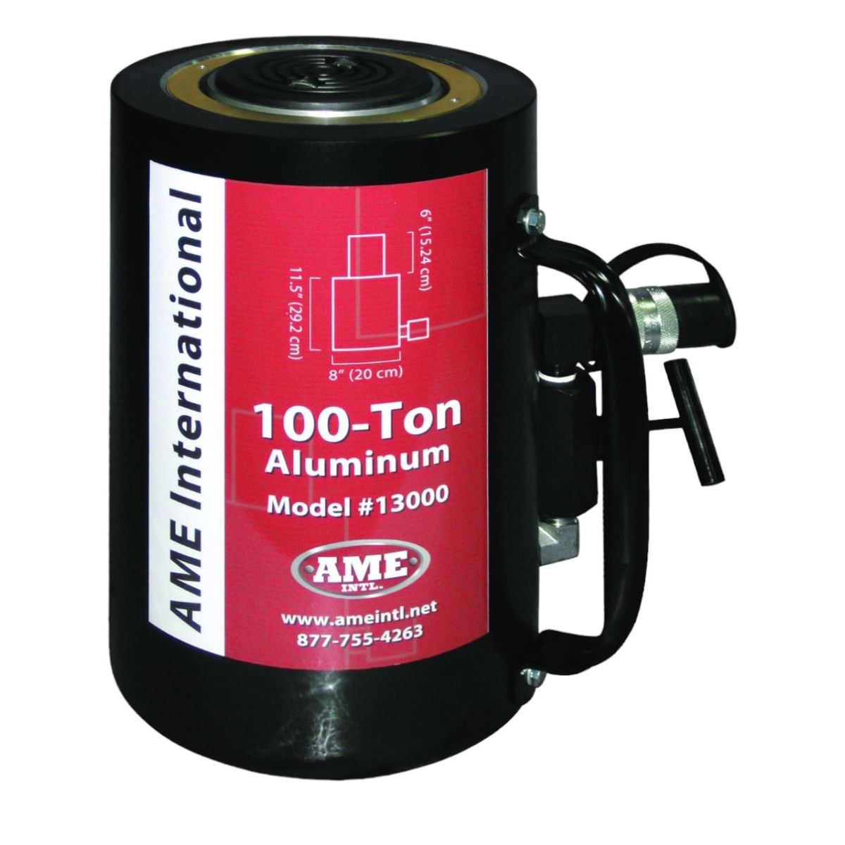 100-Ton Aluminum Ram (Jack) - 6" Stroke