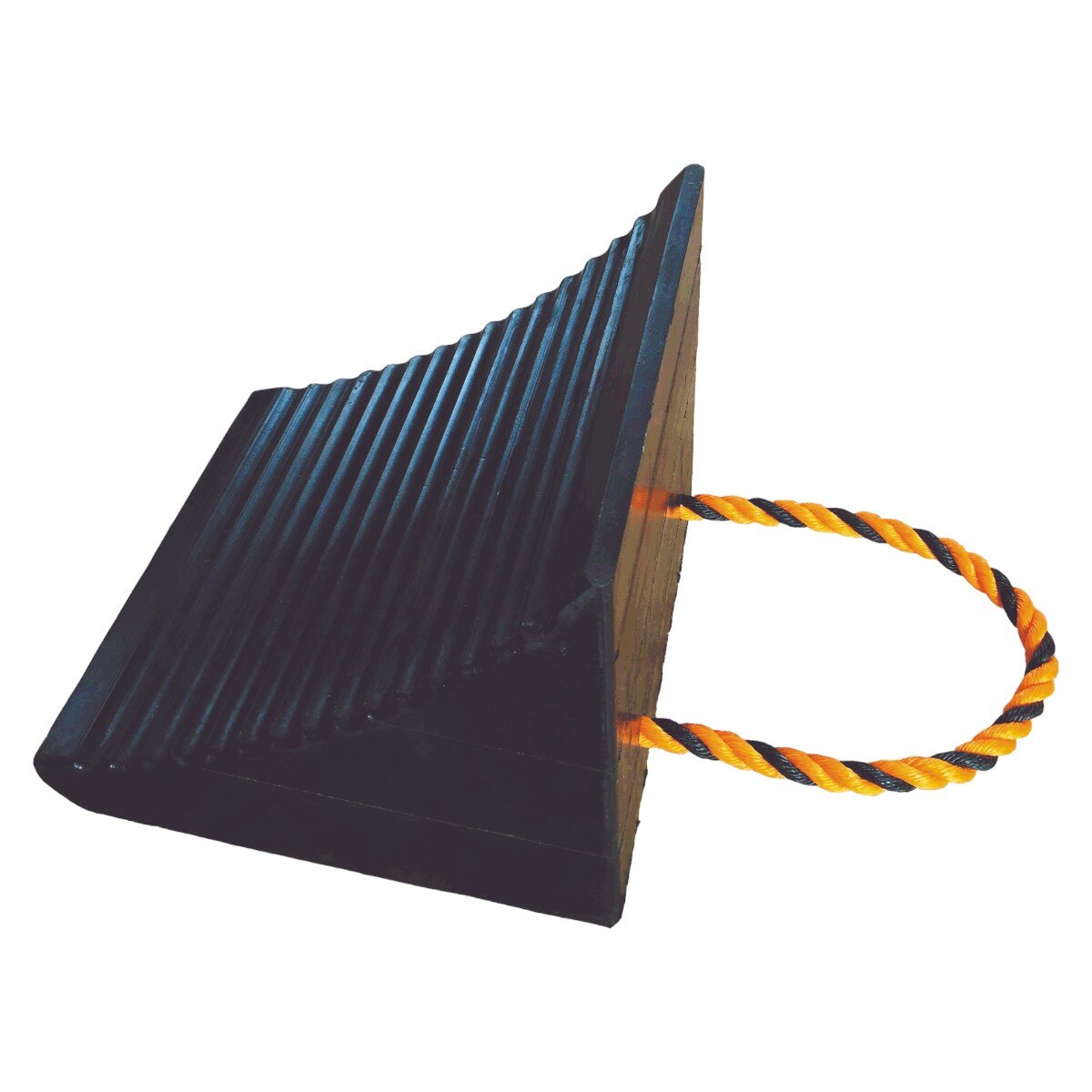Heavy Duty OTR Wheel Chock w/ 20" Rope - 12" x 10" x 12"