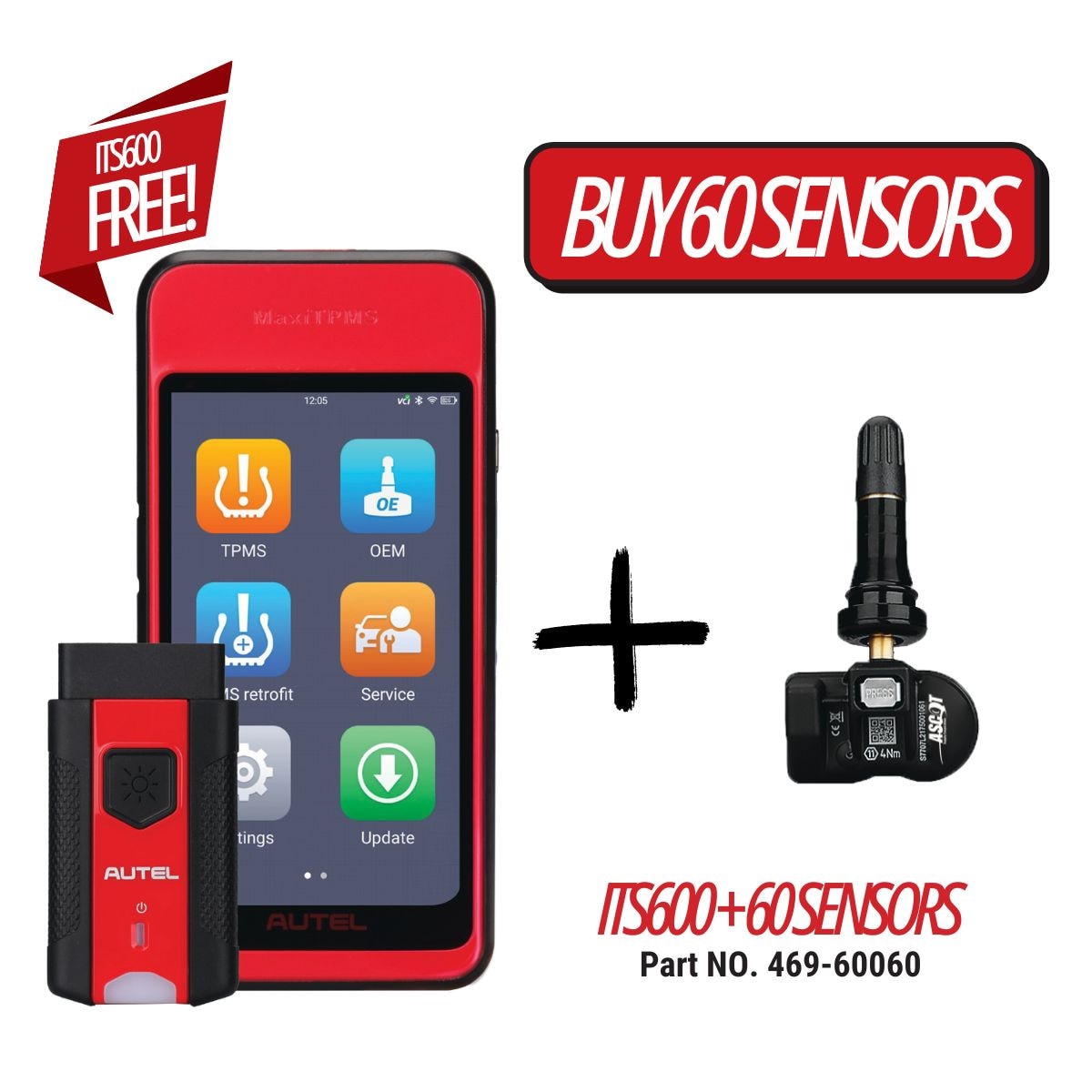 60 Ascot TPMS Sensors + Free ITS600