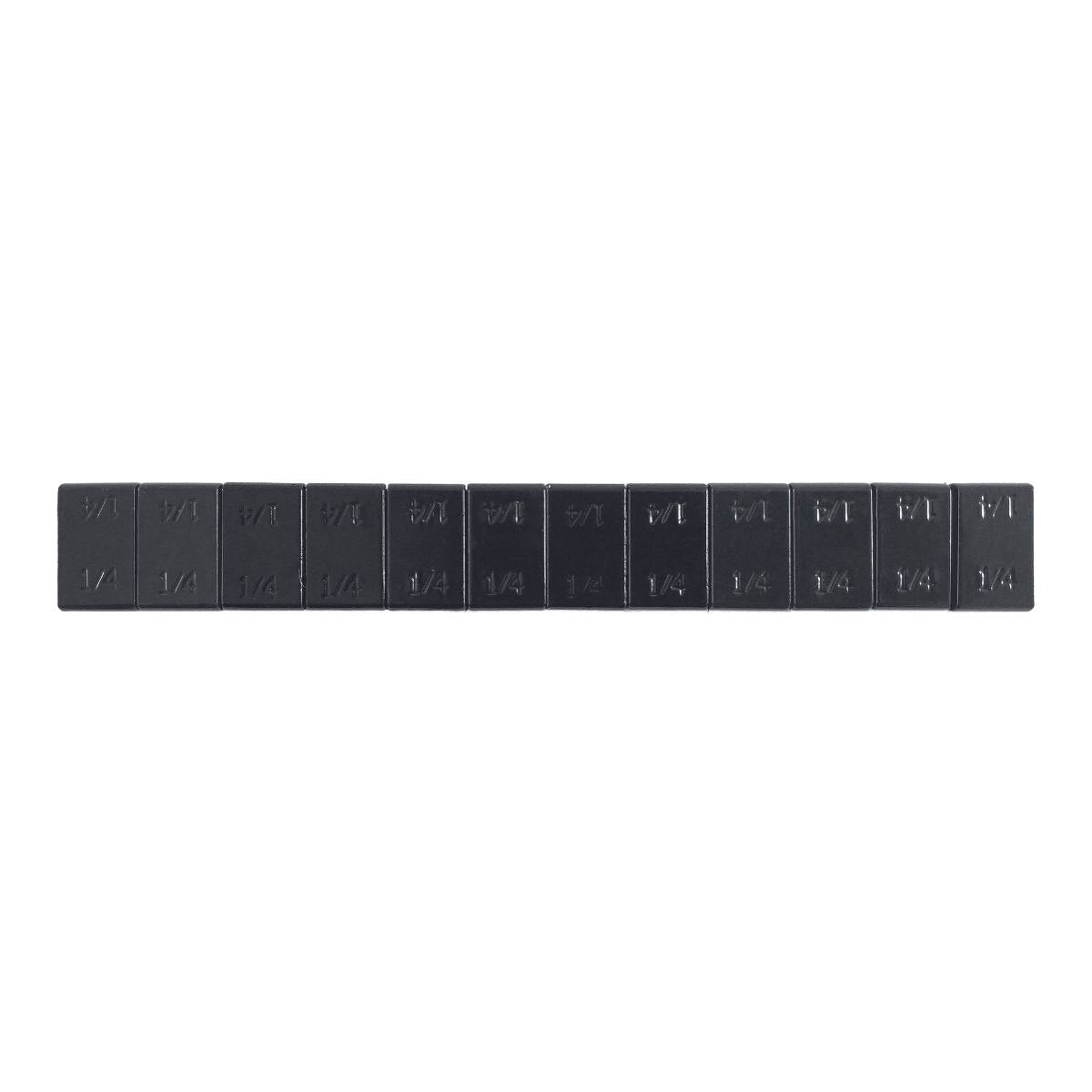 Black Steel Adhesive Wheel Weights - 1/4 Oz. Seg. - 3 Oz. Strip - 48 Strips per Box - 199 per Pallet