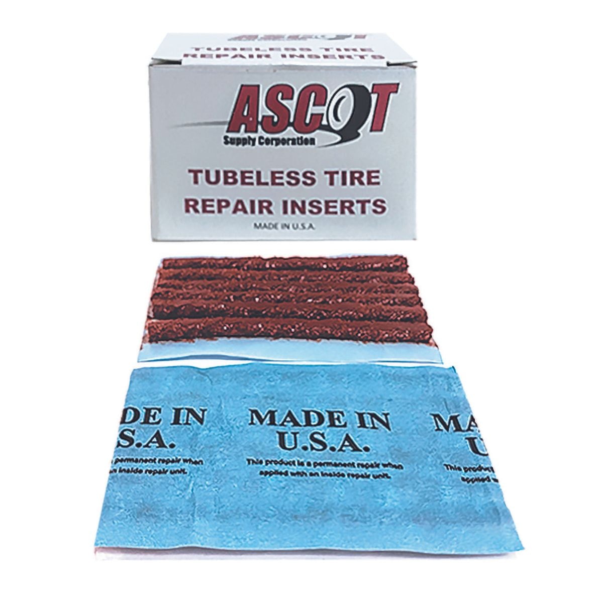 4" Brown, 12 Strand Tire Repair Insert w/ Blue Paper Backing - 6 Repairs per Packet - 10 Packets per Box