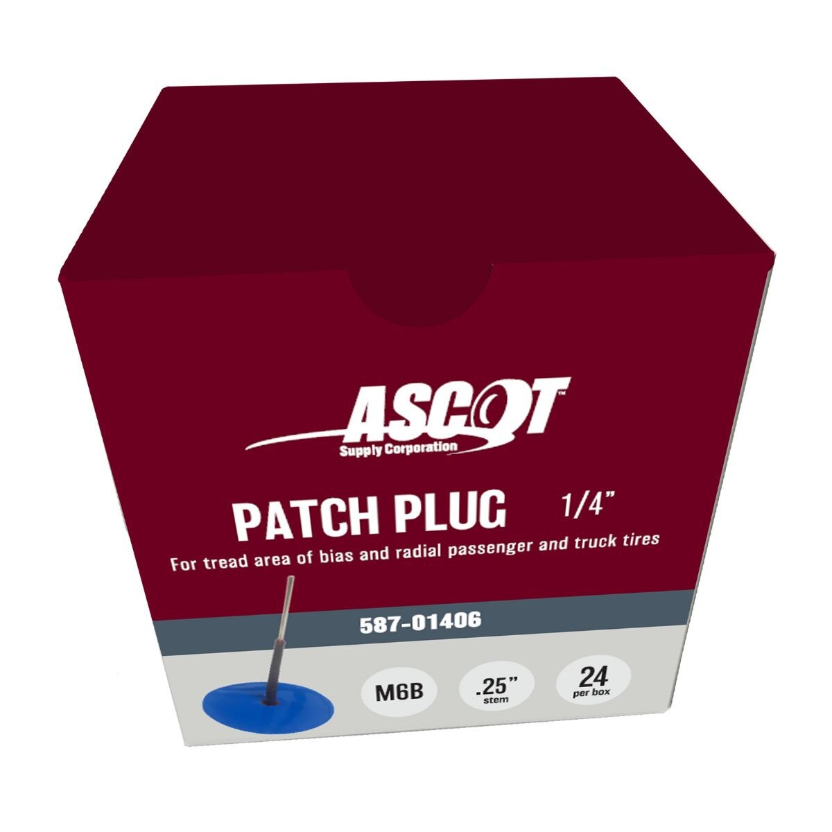 1/4" Plug-N-Patch - Grey Cushion Gum - Blue Wrap - 24 per Box