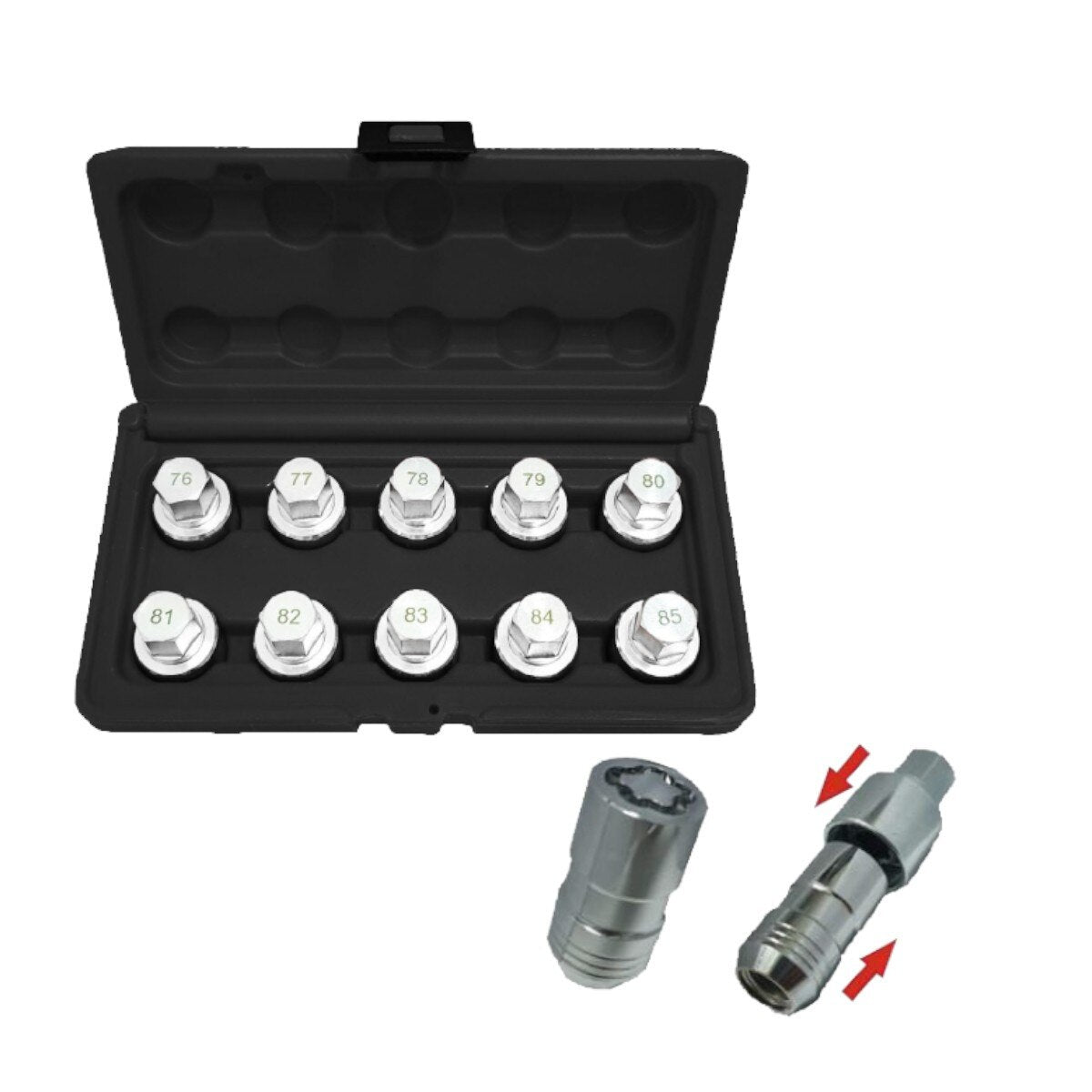 10 Pc. Tesla Wheel Bolt Lock Socket Set