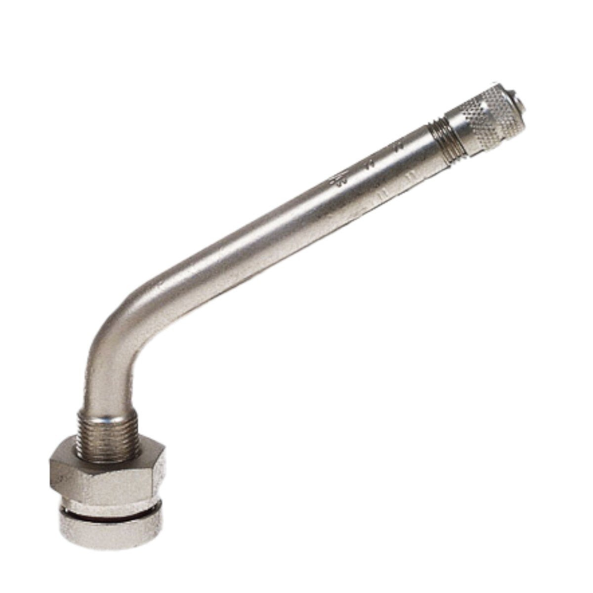 TR545D O-Ring Seal Valve For Alcoa Truck Aluminun Wheels, Hole: 9.7mm. H:.98" Bend Angle: 60* L:2.6"..