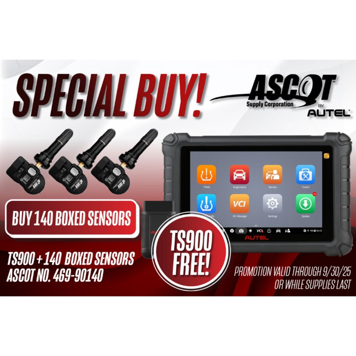 Buy 140 sensors and get an AUTEL TS900 for free