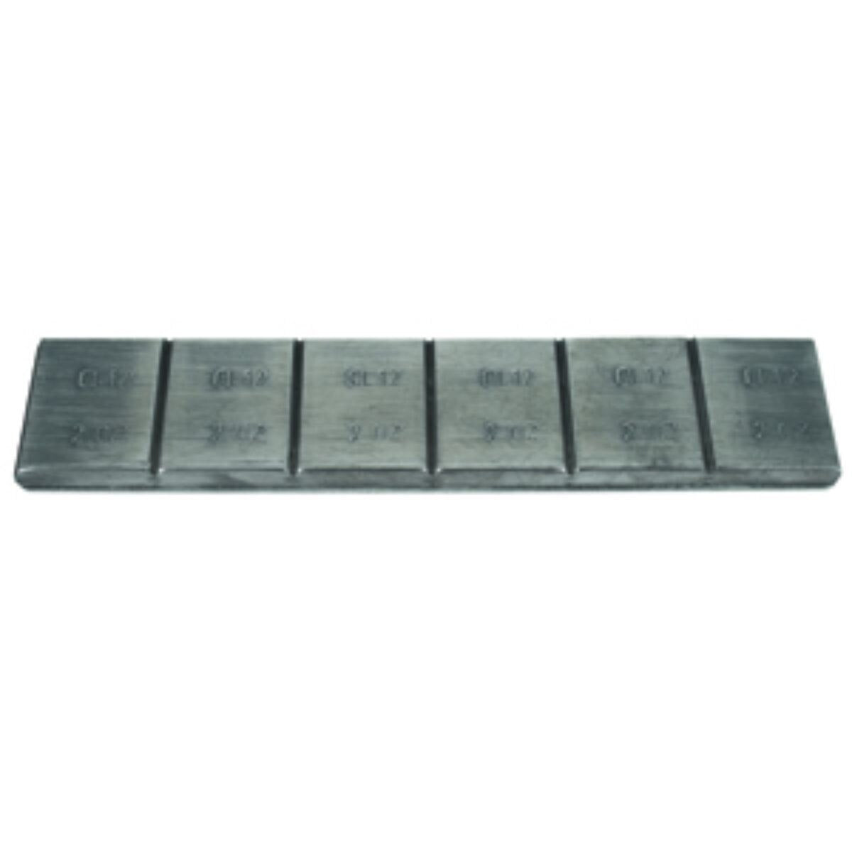 Stick on wheel weight 2 oz., 12oz per strip, 8 strips per box / 48 seg. Standard profile.