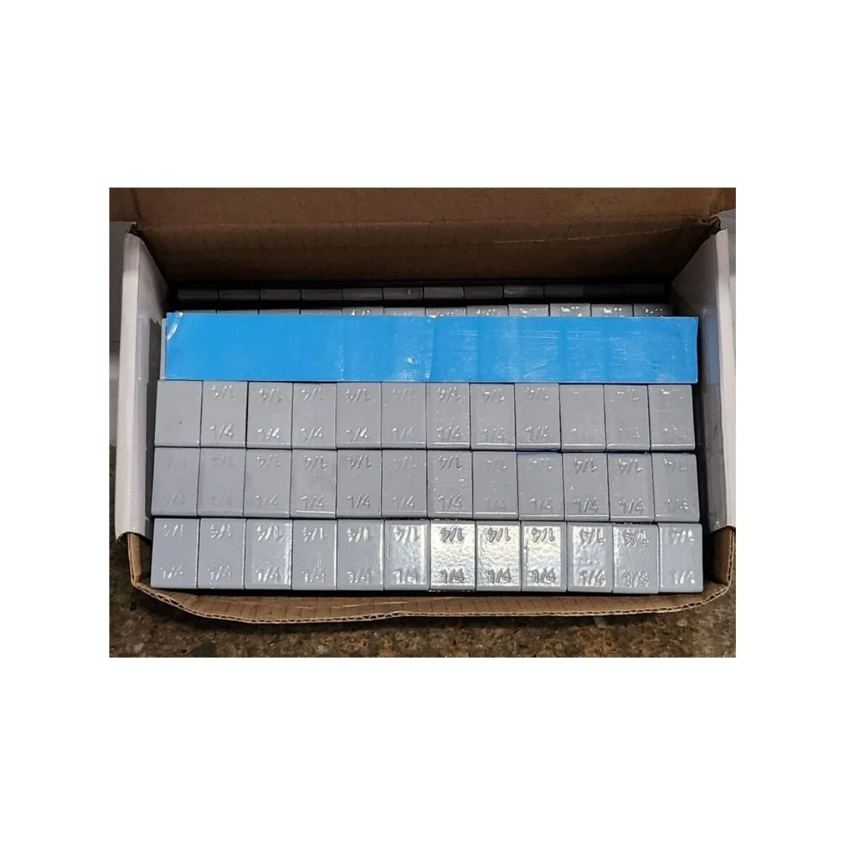 1/4 Oz. Steel Adhesive Wheel Weight Blue Tape - 3 Oz. Strip - 48 Strips / Box