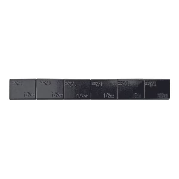 1/2 Oz. Black Steel Adhesive Wheel Weight - 3.5 Oz. Strip - 18 Strips per Box