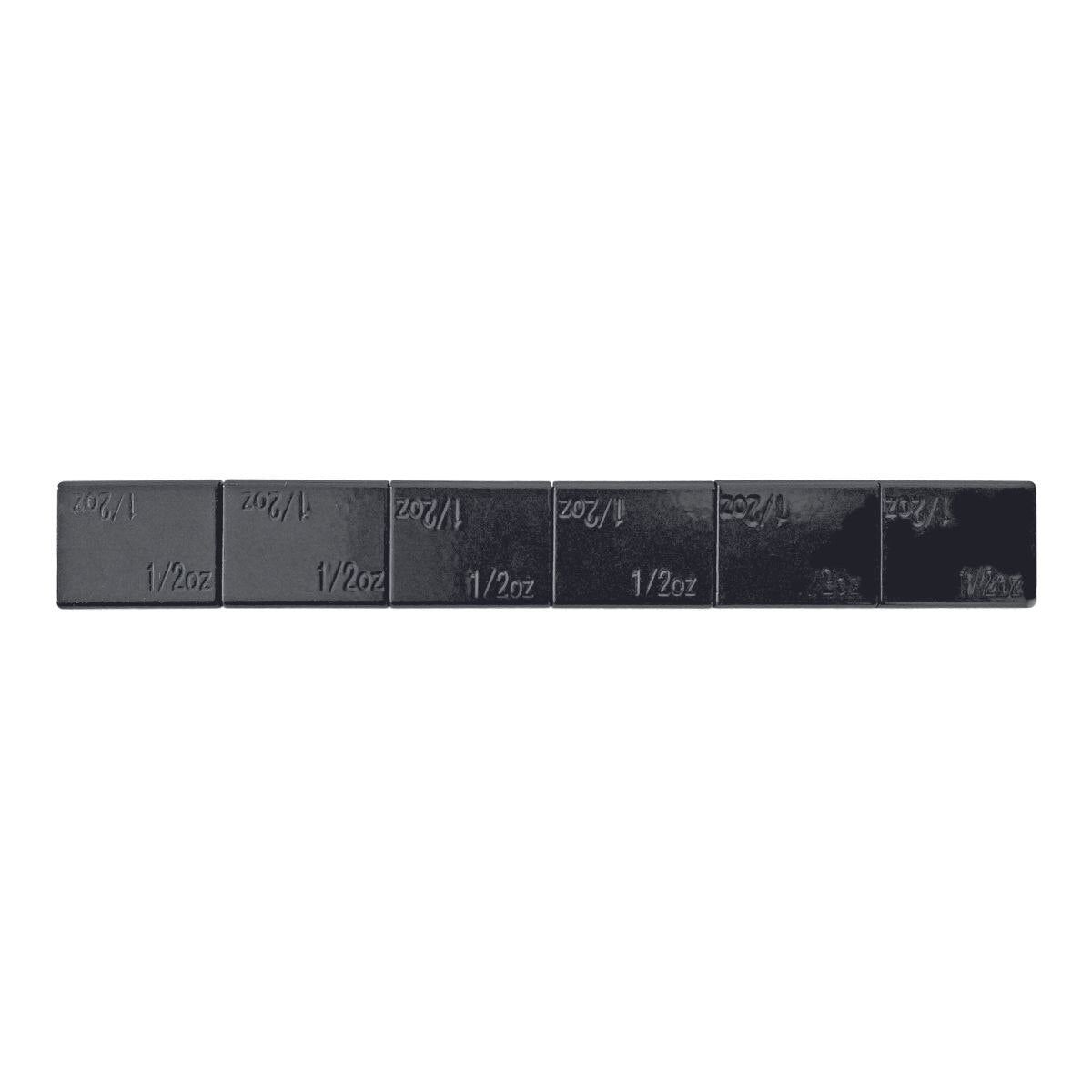 Ascot 1/2 Oz. Black Steel Adhesive Wheel Weight - 3 Oz. Strip - 48 Strips per Box