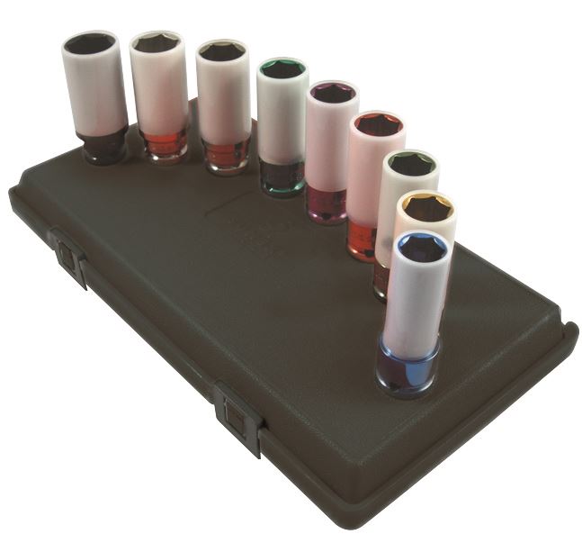 1/2" Drive 9 pc. SAE/Metric Wheel Protector Impact Socket Set